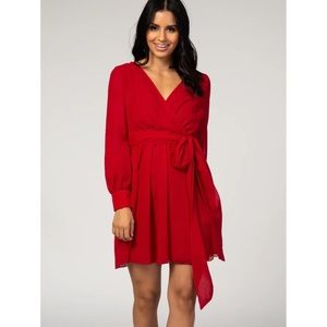 MK Style NWOT Long Sleeve Satin Dress - Red